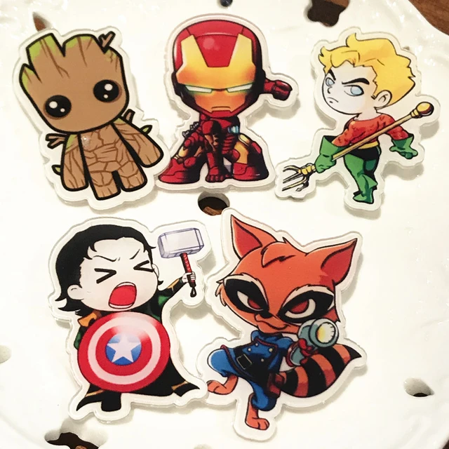 5pcs Avengers Cartoon Groot Rocket Captain America Figure Acrylic Badges  For Boys Handbag backpack Clothing Label Pin Brooch _ - AliExpress Mobile