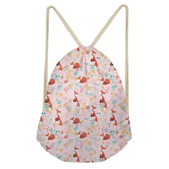 

Aulaygo Flower Fox Dog Printing Drawstring bag for Women Casual Small Backpack Kids Daily Fashion School Backpack Custom Mochila