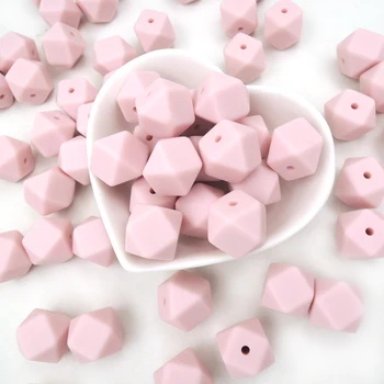 

100pcs 14mm Hexagon Silicone Beads multicolor Polygon Baby Teething Beads Food-Grade Baby Silicone Dentition For Necklace Making