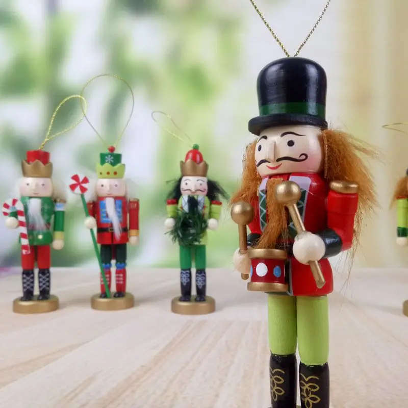 Diy Рождественский деревянный Щелкунчик куклы игрушки фигурные статуэтки кулон для праздника дерево подставки 5 дюймов украшения