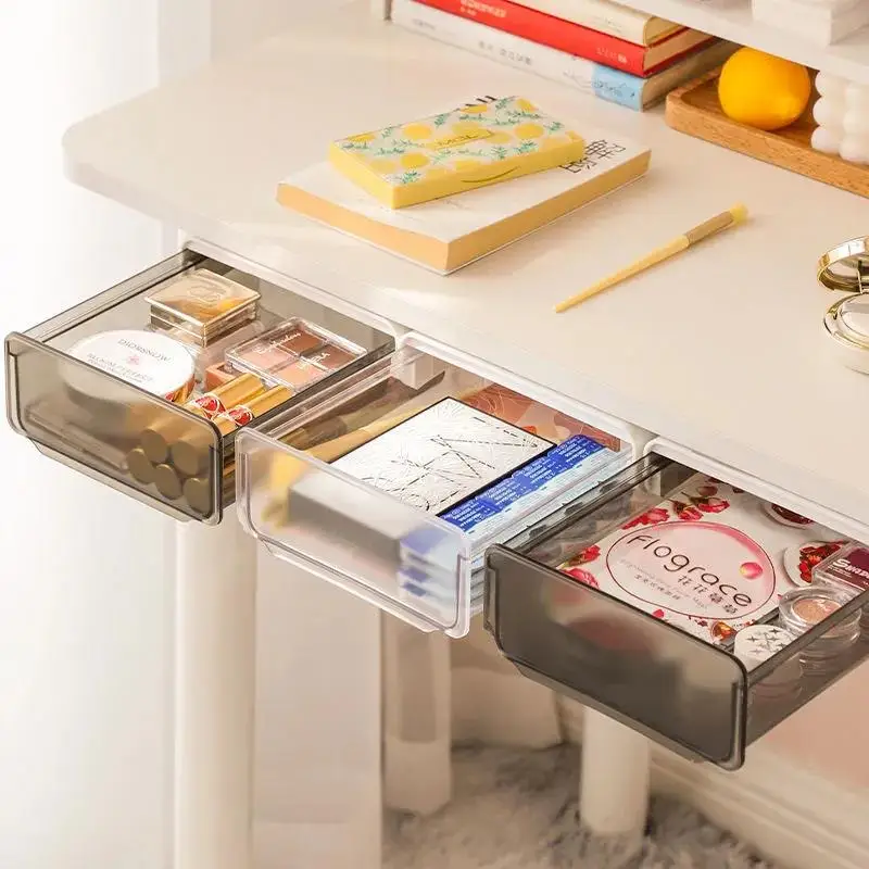 

Under Desk Drawer Adhesive Storage Box For Office Pen Holder Hidden Sorting Box Kitchen Knife Fork Storage Tray Organizer