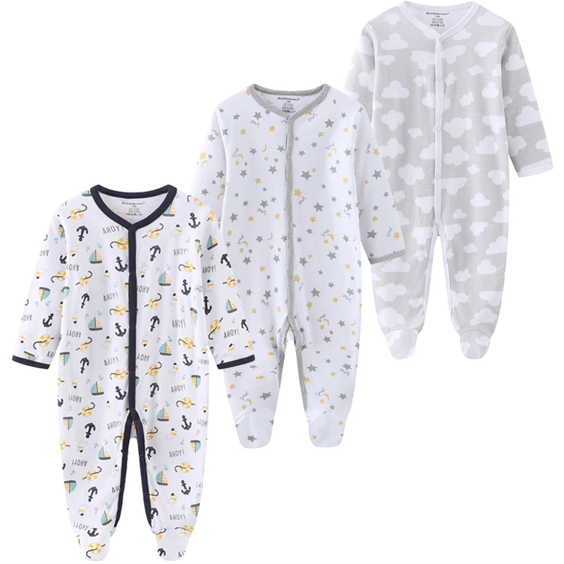 0-12Months Baby Rompers Newborn Girls&Boys 100%Cotton Clothes of Long Sheeve 1/2/3Piece Infant Clothing Pajamas Overalls Cheap images - 6