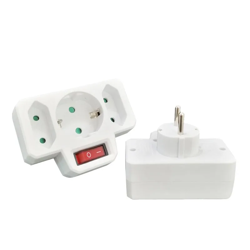 

European Universal Socket Conversion Plug Male plug to 3 Female 4.0mm/4.8mm Socket Wall Charger Power Adapter Socket