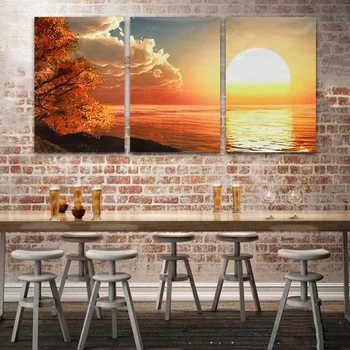 

3pcs Cascade Day Sunset Scene Canvas Painting Decorative Wall Art Picture Poster Home Decoration