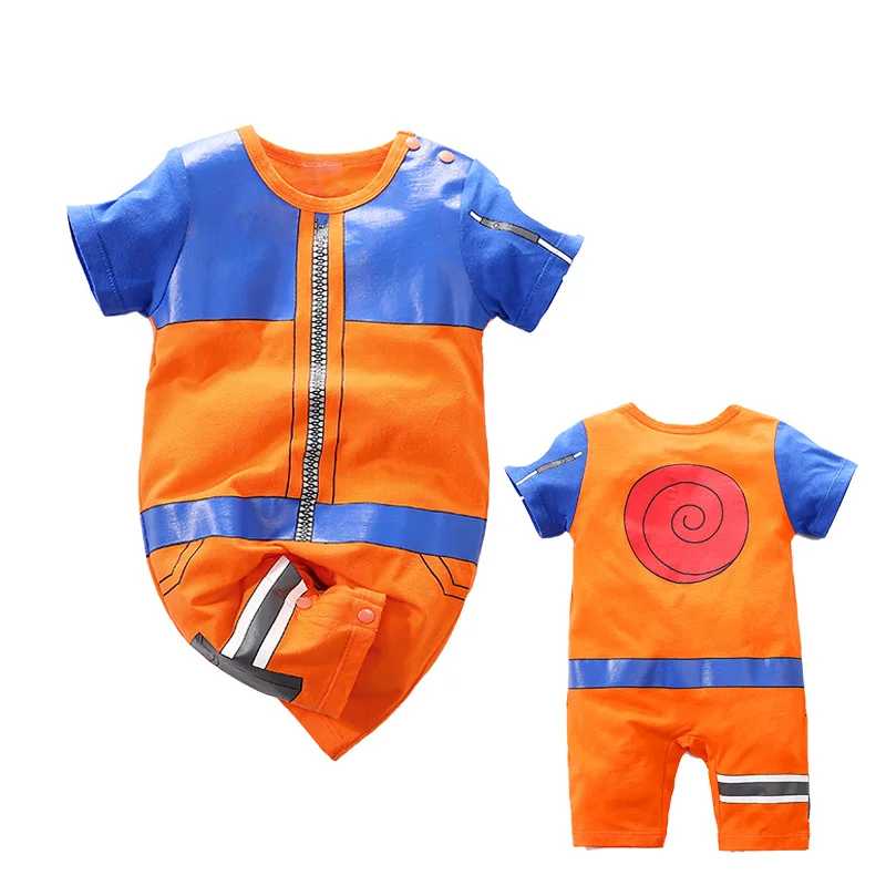 Одежда с рисунком аниме; летние комбинезоны для новорожденных мальчиков; хлопковый комбинезон для новорожденных мальчиков; комбинезон с короткими рукавами; комбинезоны для маленьких детей; костюм - Цвет: Оранжевый