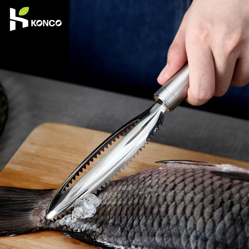 StainlessFishScaleScraperRemoverFishScalerBrushFishCleanTool