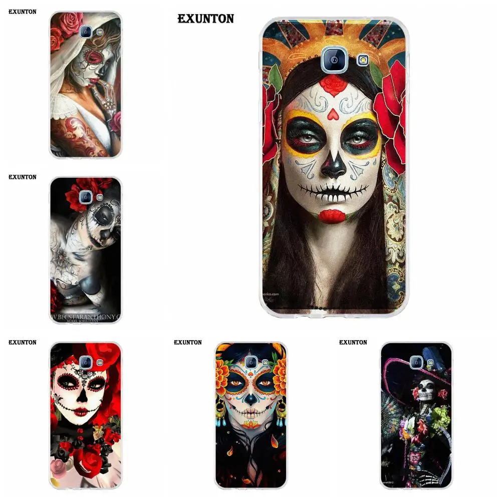 For Galaxy A3 A5 A7 A8 A9 A9S On5 On7 Plus Pro Star 2015 2016 2017 2018 TPU Cover Sugar Skull Dia De Los Muertos | Мобильные
