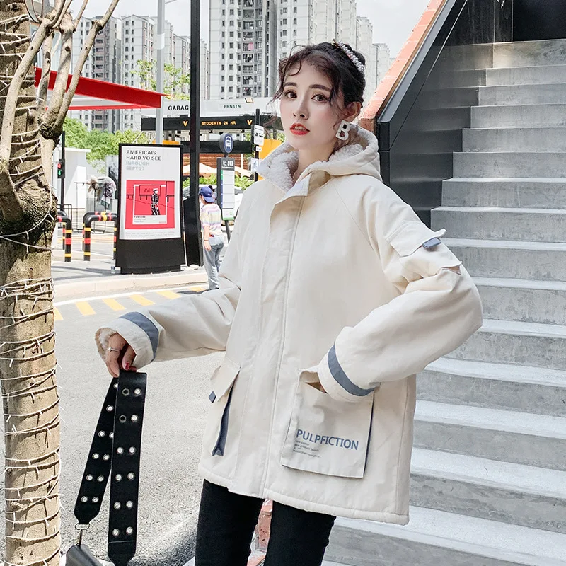 

6031 # Photo Shoot 2019 Winter New Style Hong Kong Style Thick Lamb's Wool Students Coat Women's