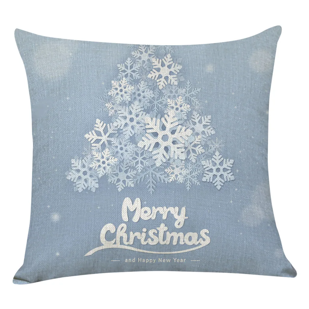 Рождественская мультяшная Ретро наволочка с Санта Клаусом 45*45 см, льняная наволочка для подушки, декоративная наволочка для дома# J8