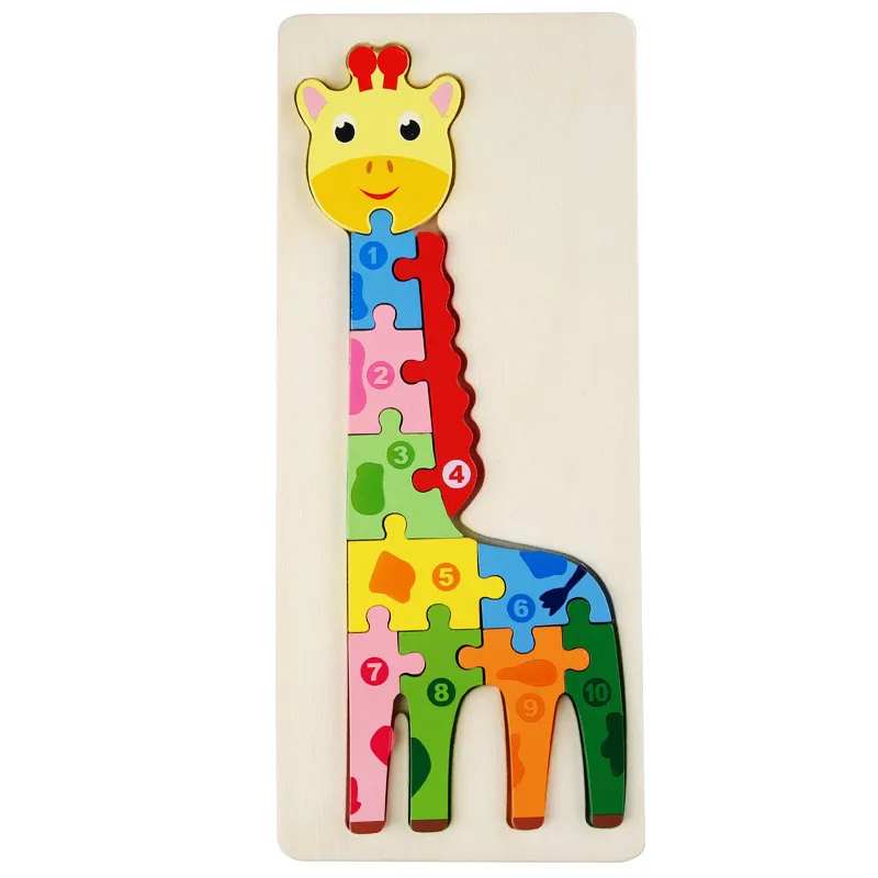 Baby Toys Wooden Puzzle Cute Animals Shape Matching 3D Puzzle Board Game Wooden Montessori Toys For Children Gifts 2