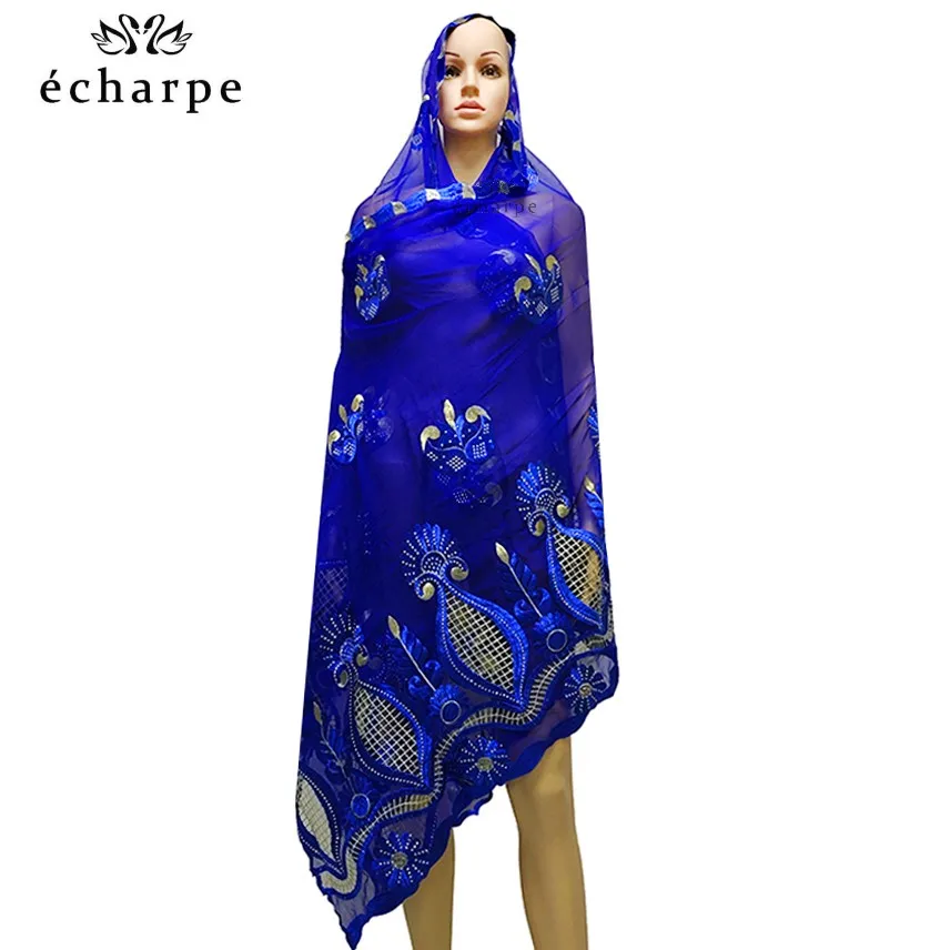 2020 New African women hijab scarf, Embroidery chiffon shawl.hollow design big size scarf for shawls EC981