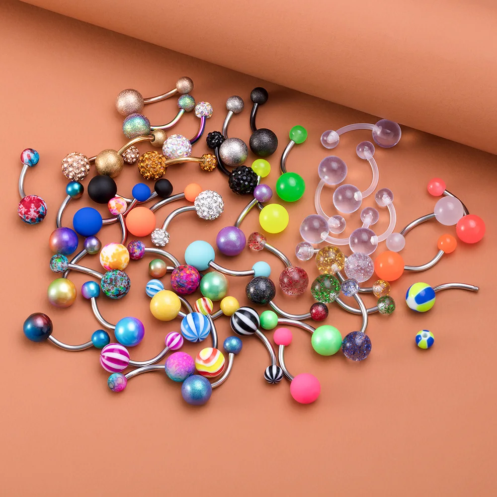 14G Navel Piercing Jewelry Set Sexy Colorful Acrylic Belly Piercing for Women 316L Surgical Steel Bar Belly Button Rings 5Pcs piercing jewelry