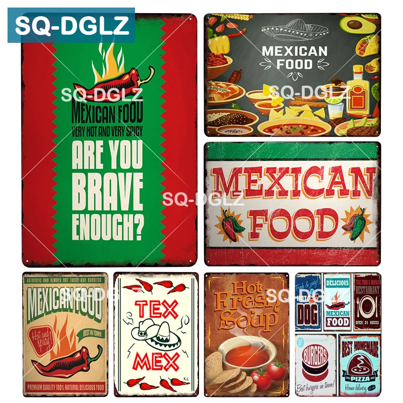 

[SQ-DGLZ] MEXICAN FOOD Metal Sign Bar Wall Decor Tin Sign Vintage Home Decor Painting Plaques Art Blackboard Poster