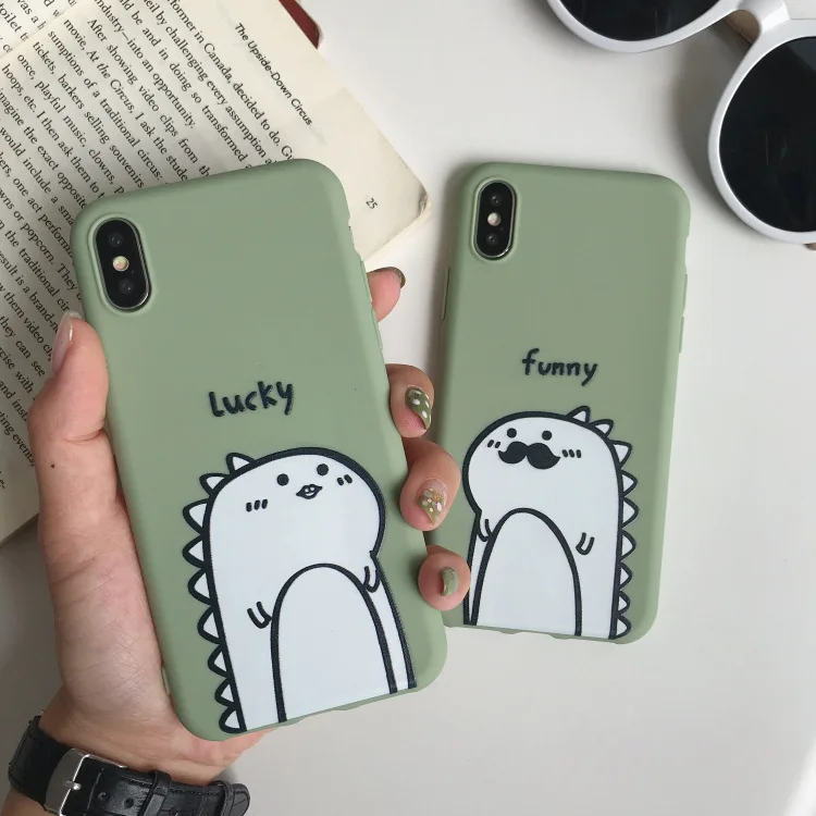 

Cute Cartoon Dinosaur Phone Case For iphone 7 6 6S 8 Plus Cases For iphone X XR XS MAX Candy Color Silicone Ultra Slim Cover