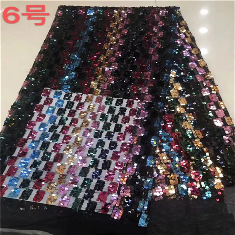 

2019 High Quality African multicolorSequins Lace Fabric French Net Embroidery Tulle Lace Fabric For Nigerian Wedding Party Dress