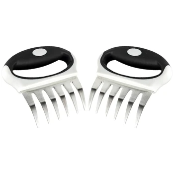 

2pcs Manual Outdoor Barbecue Stainless Steel Meat Claw Pulled Pork Roasting With Handle Shredding Bear Paw Shaped Beef Fork