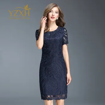 

2019 Autumn Big Code Women's Wear Round Neck Short Sleeve Dress