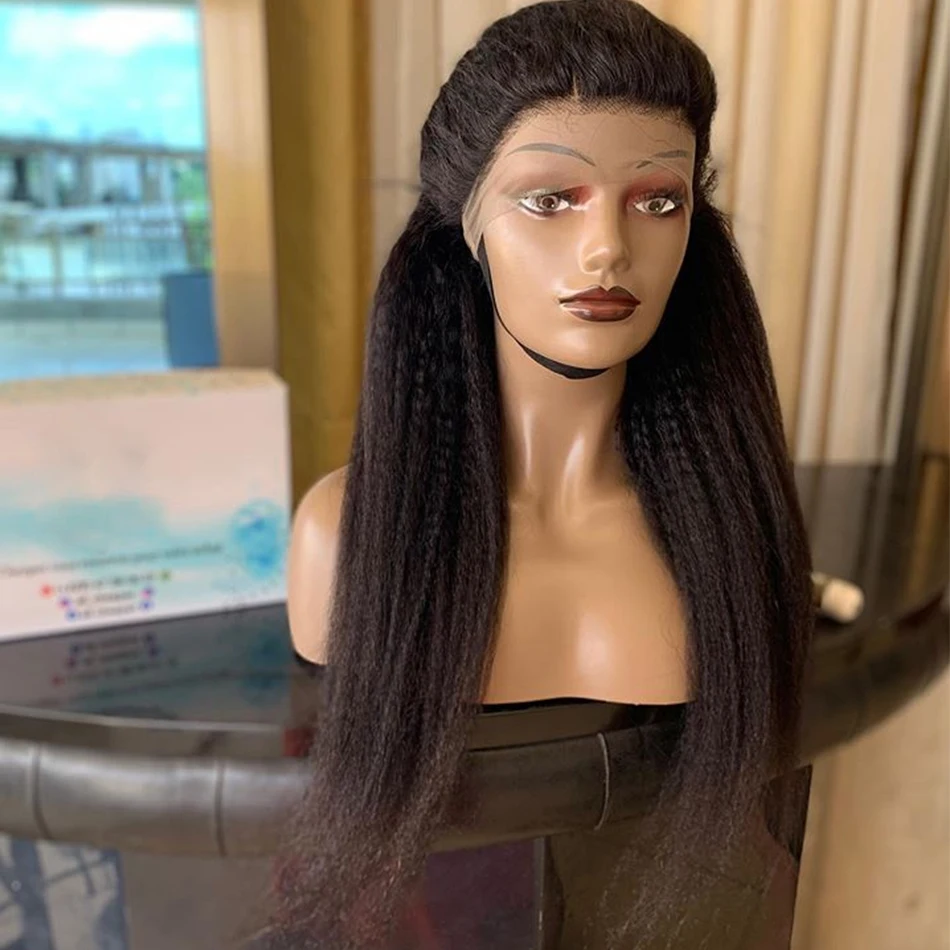 Kinky Straight 13x4 Lace Front Wigs For Women 360 Lace Frontal Wig Pre Plucked With Baby Hair Long Remy Yaki Human Hair Wigs  
