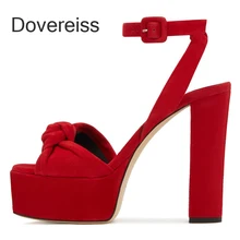 Dovereiss Fashion Summer Elegant Goth Red Brown Silver Chunky Heels Waterproof Sandales Sexy Party Shoes Big Size 42 43 44 45 46