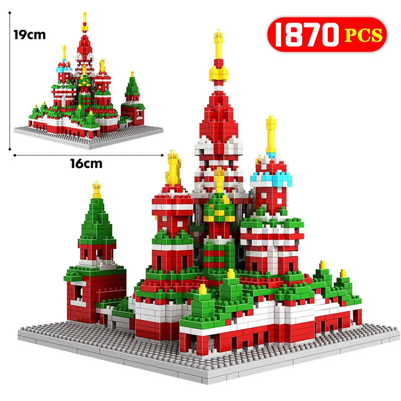 

1870 Pcs Mini Famous Architecture Blocks Saint Basil's Cathedral 3D Church Model Building Blocks Bricks Creator Toys for Kids