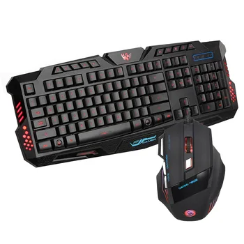 

Hxsj Wired Mouse And Keyboard Set Colorful Seven Key Mouse + Three-Color Backlit Keyboard Support Currently Available Wholesale
