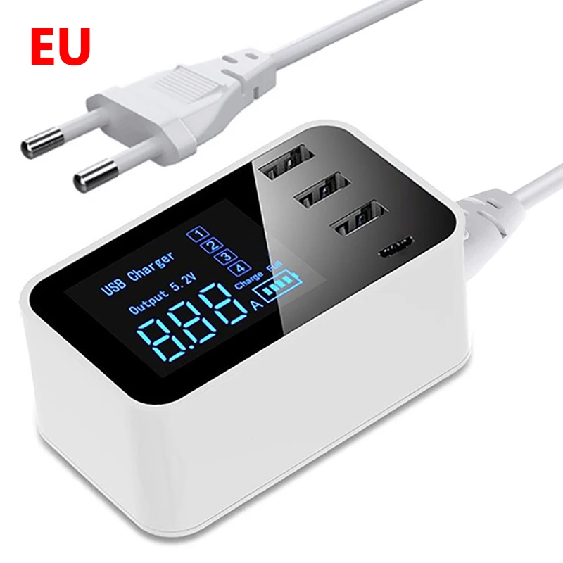 charger 65w Quick Charge Type C USB Charger HUB Led Display Wall Charger Fast Mobile Phone Charger USB Adapter EU US UK Plug For iPhone X XS 65w charger usb c Chargers