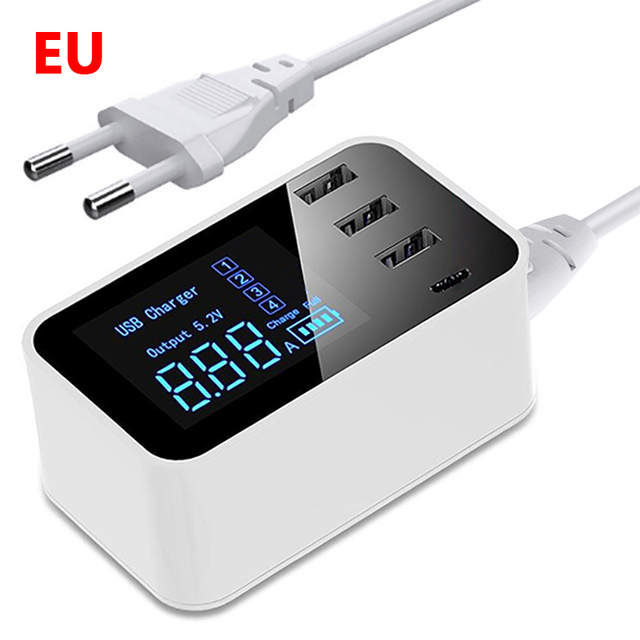 Charge Type C USB Charger HUB Led Display Wall Charger Fast Mobile Phone Charger USB Adapter EU US UK Plug For iPhone X XS