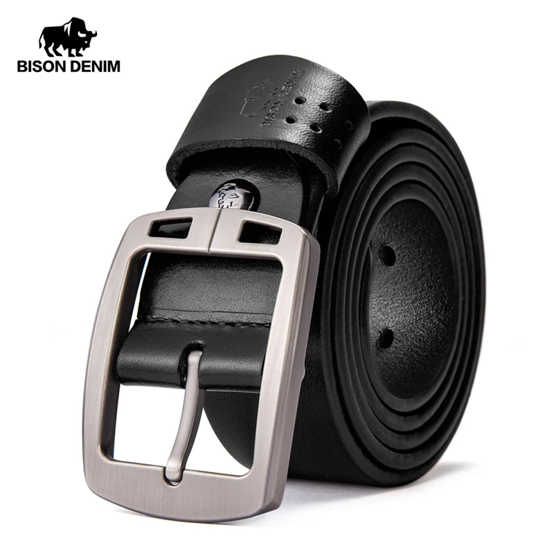 Ремень BISON DENIM N70781 мужской из натуральной кожи винтажный дизайнерский пояс с