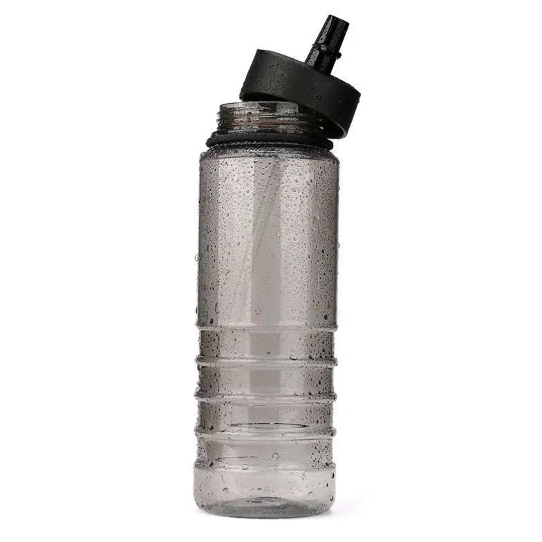 Экологичная бутылка для воды 800 мл, велосипедная зеленая крышка с ремнем для пеших прогулок, кемпинга, пластиковая водная напольная чашка, чайник, откидная соломинка для напитков - Емкость: Black