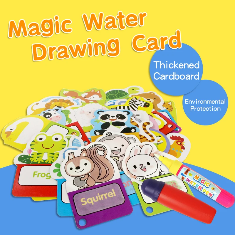 Water Drawing Coloring Book Cards & Magic Pen Painting Drawing Board For  Children Education Drawing Toys Birthday Gift - AliExpress