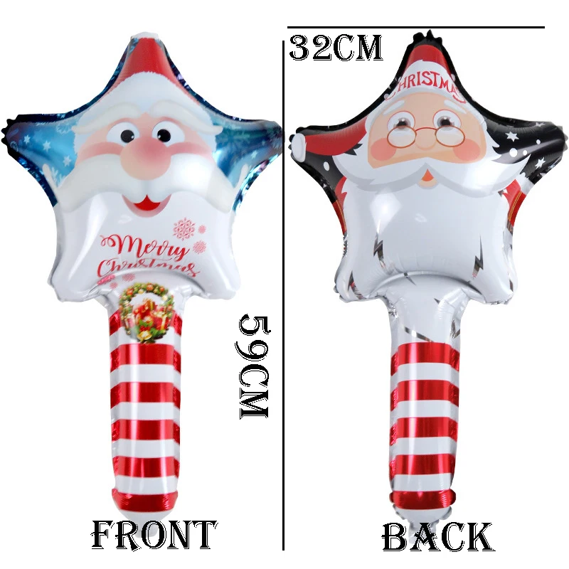 24 Inch Kerst Opgeblazen Hand-Held Ballon Santa Candy Cane Sneeuwpop Elanden Ballon Kinderen Geschenken Party Banket Levert