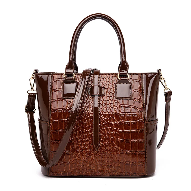 

2019 Patent Leather Bright Surface Stone Pattern Lady Bags Nobility Glorious Handbag Women's Shoulder Stereo Type Bag