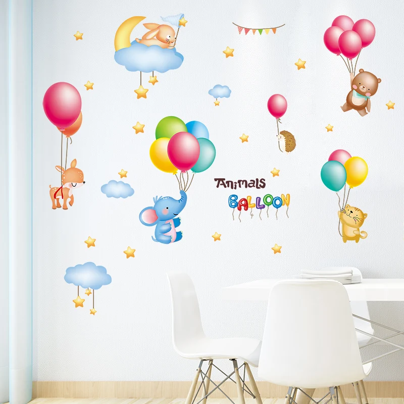 [SHIJUEHEZI] Красочные воздушные шары наклейки на стену ПВХ DIY животные Pegatinas настенные наклейки для детской комнаты украшения детской спальни