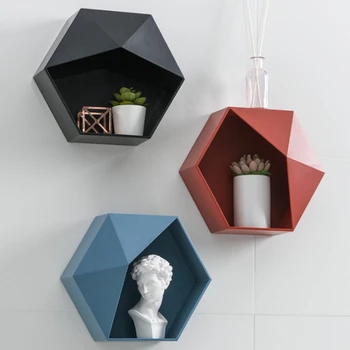

Storage Rack Shaped Living Room Wall-Mounted Geometric Punch-Free Wall Decoration Home Bathroom Shelf Rack