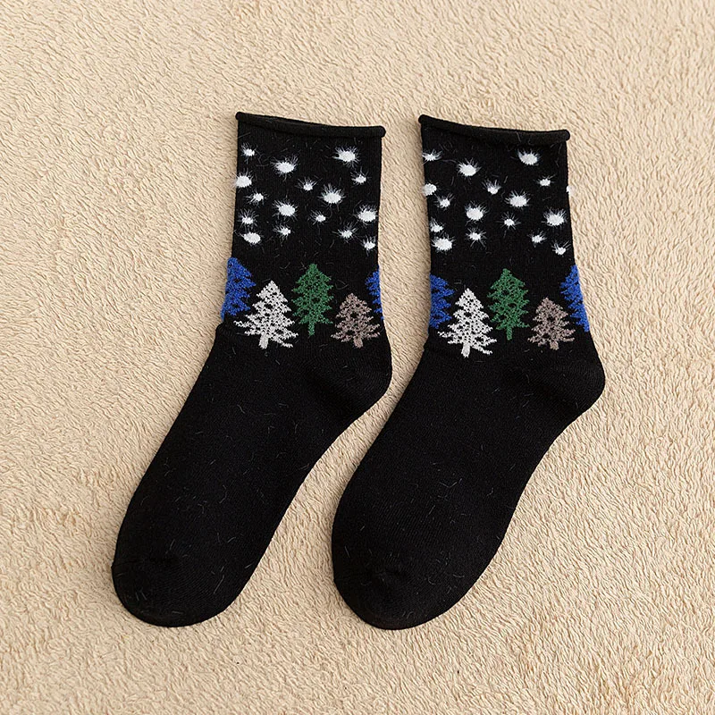 Японский стиль Харадзюку Мультфильм рождественские носки для женщин с пушистой пряжи осень зима забавные носки для женщин 090906