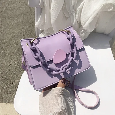 

Designer Acrylic Chain Crossbody Bags For Women Solid Color Small Flap Bag PU Leather Women's handbags Shoulder Bag Totes Bag