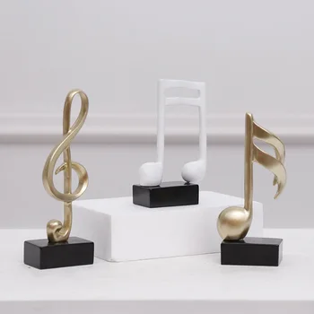 

14cm Resin Nordic Music Trophy Stave Symbol Ornaments Statue Songs Sound Notes Figurines Piano Room Crafts Home Decoration Gift