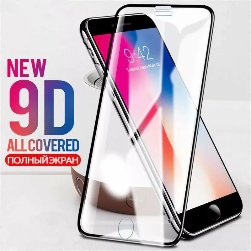 Закаленное стекло 9D с закругленными краями для iphone 8 Plus Защитная пленка экрана на