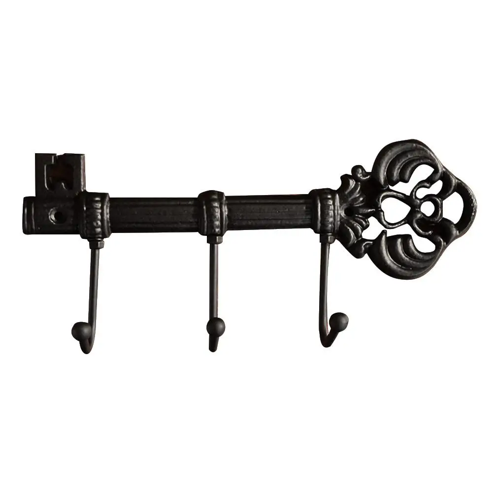 New 3 Hooks Cast Iron Key Shaped Rack Holder Wall Mounted Clothes Hat Hanger Kitchen Bathroom Home Decoration | Дом и сад