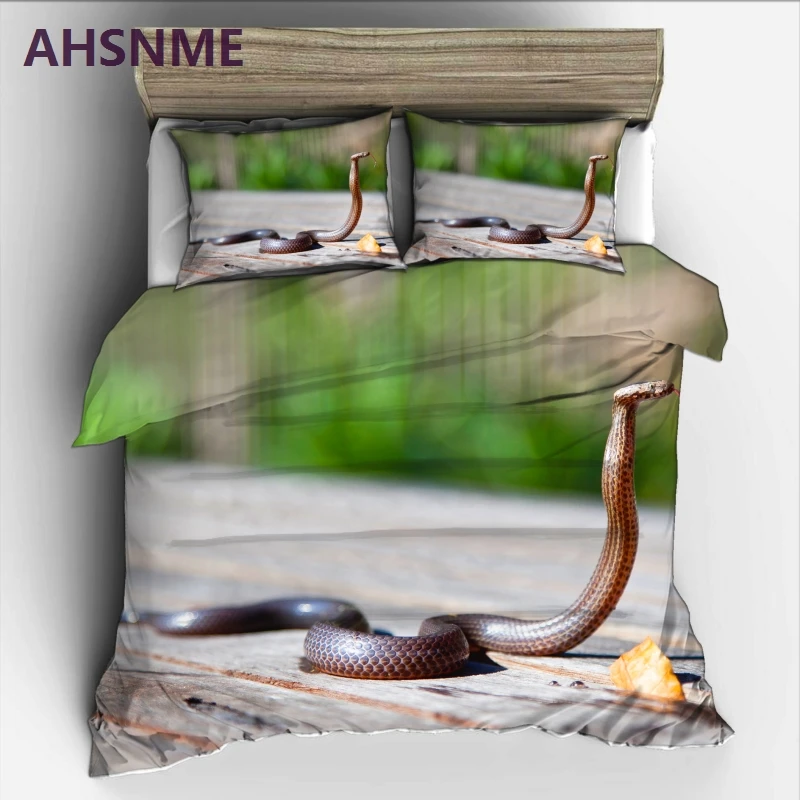 Ahsnme In Piedi Cobra King Ropa De Cama Serpente Nero Foto Copripiumino Stampa Ad Alta Definizione Formato Multi-Paese Au/Ua/Eu/Ru