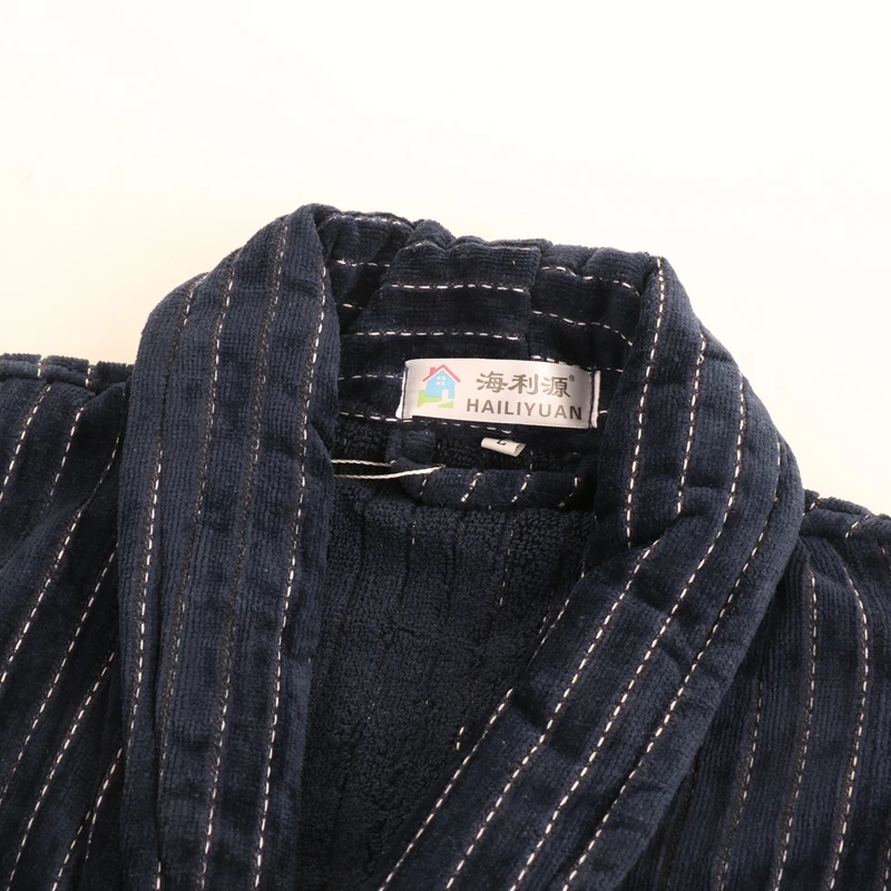 Bathrobe Large Size 3XL For Men Home Clothing Solid Colour Kimono Bathrobe Gown Towel Fleece Home Dressing Gown V-neck Sleepwear
