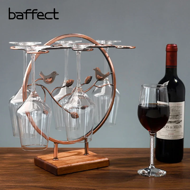 

Baffect Wine Cup Goblet Holder Glass Holder Metal Wine Cup Rack With Wooden Base Storage Organizer Champagne Glass Holder Bar