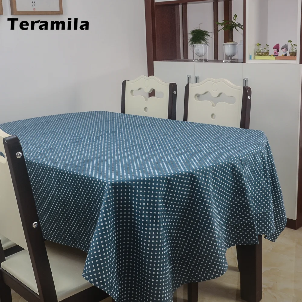 Teramila Dots Design Thick Rectangular Square Table Cloth Linen Cover For Home Decoration Wedding Mantel Party Dining Tablecloth