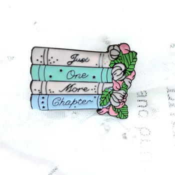

Book Flower Enamel Pin Just One More Chapter Badge Brooch Backpack Clothes Lapel Fashion Jewelry Gift for Friends Book Lover