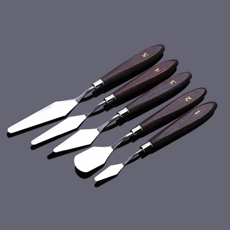  5pcs Artist Oil Painting Scraper Stainless Steel Palette Gouache Spatula Tools .