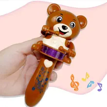 Забавный Электрический светодиодный мигающий музыкальный медведь барабан милый мультфильм животных палка электрическая игрушка образование для детей музыкальный инструмент игрушка