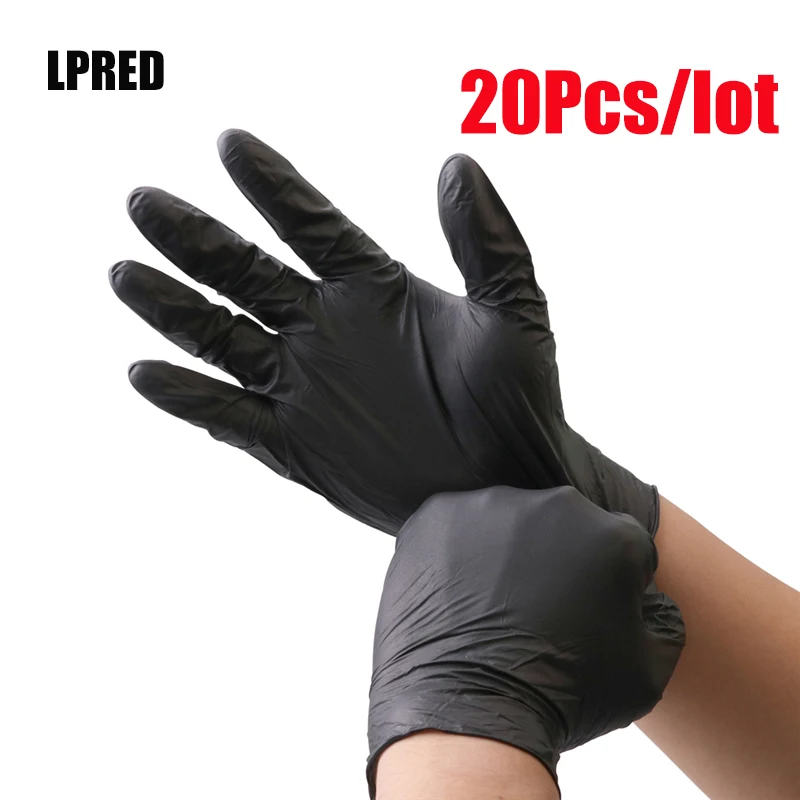 

20pcs/lot Nitrile Gloves Black Food Grade Waterproof Allergy Free Medical Disposable Work Safety Gloves Nitrile Gloves Mechanic
