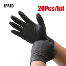 20 шт/лот нитриловые перчатки черного цвета для пищевых продуктов водонепроницаемые без аллергии медицинские одноразовые защитные перчатки нитриловые перчатки Механика
