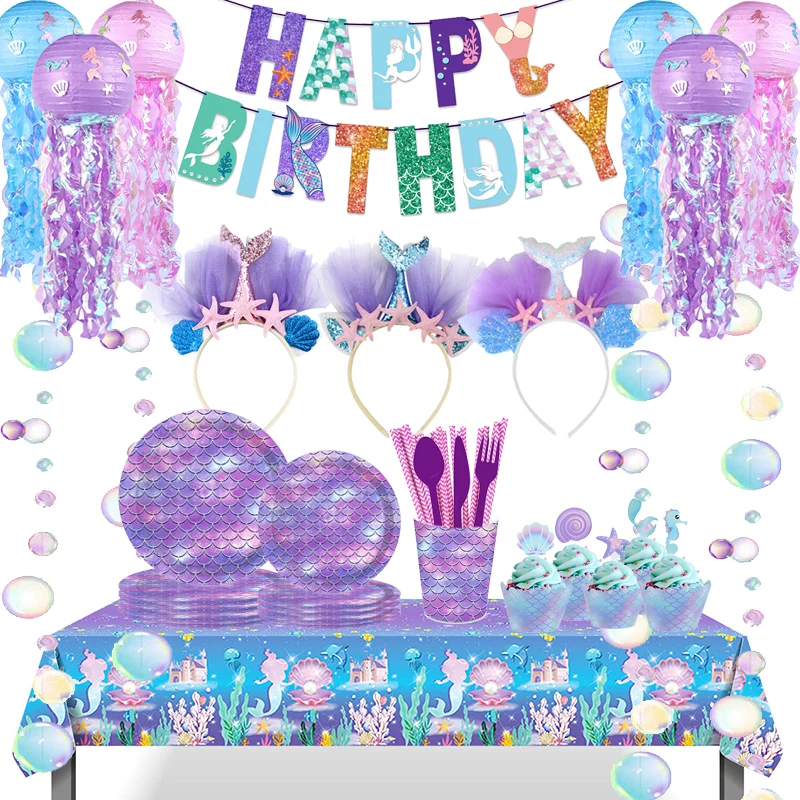 Sirenetta Decorazioni Per Feste Stoviglie Usa E Getta Sotto Il Mare Decorazioni Per Feste Compleanno Ragazza Festa Di Compleanno Baby Shower Party
