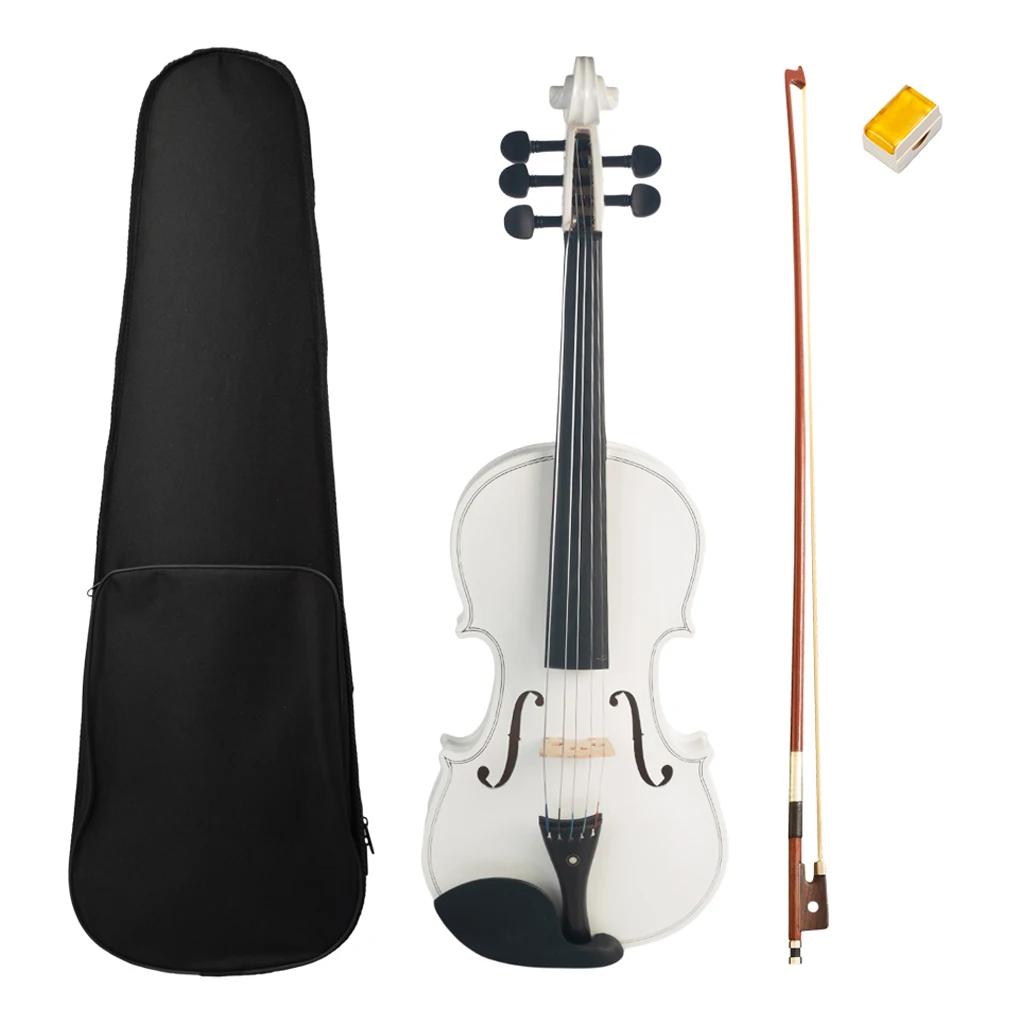 1 Набор 5 струн 4/4 Скрипка белая с сумкой для хранения, лук, канифоль для скрипачей студентов комплект для начинающих